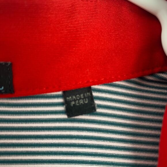 Greyson Mens Polo Golf Shirt Size XL Green Striped Wolf ‎ Logo Stretch Lightweig - Picture 10 of 16